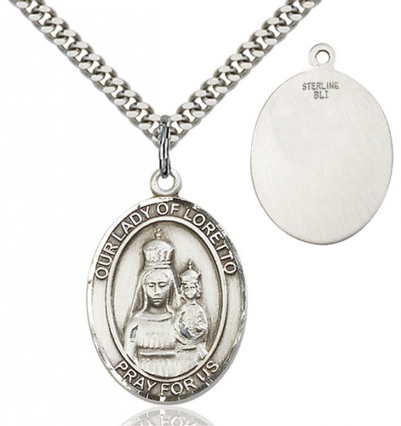 Our Lady of Loretto Patron Saint Medal - Sterling Silver