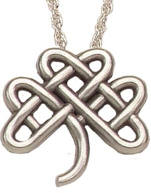 Celtic Clover Knot Pendant - 1&quot;H - Antique Silver