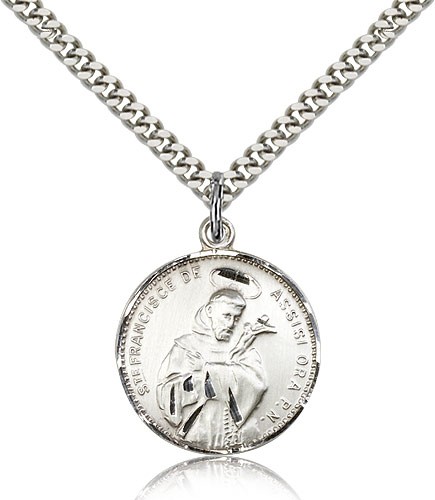 Round St. Francis of Assisi Medal - Sterling Silver