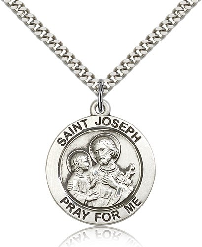 Men's Pray for Me St. Joseph Necklace - Sterling Silver