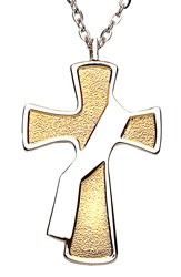 Deacon's Cross with Silver Colored Sash Pendant - Two-Tone