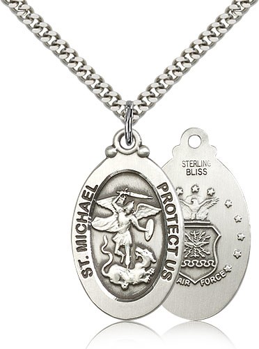Men's  St. Michael Air Force Medal - Sterling Silver