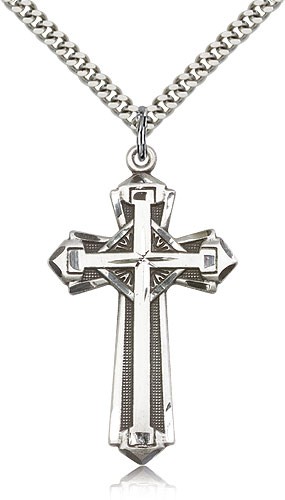 Cross on Cross Pendant - Sterling Silver