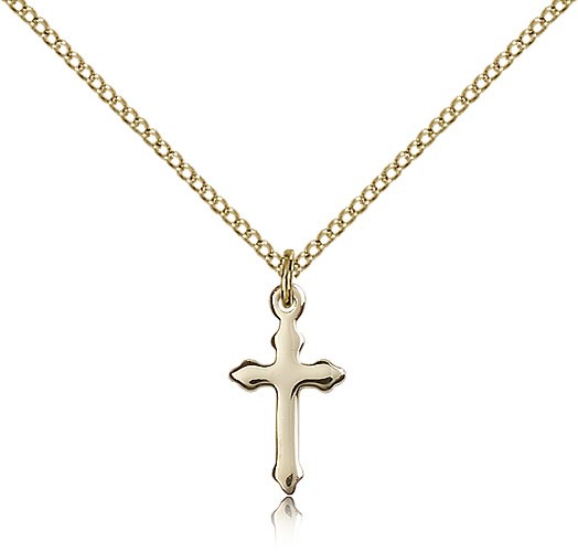 Women's Budded Tip Cross Necklace - 14KT Gold Filled