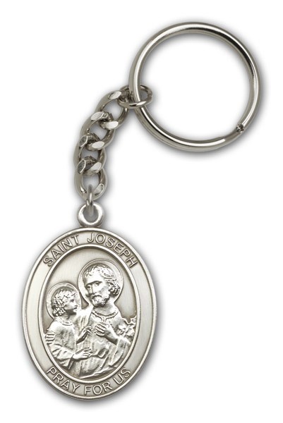 St. Joseph Keychain - Antique Silver