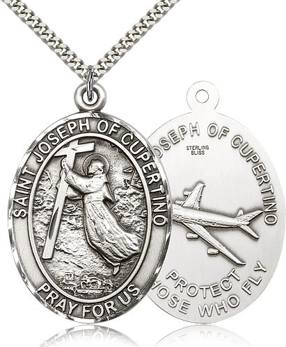 Large St. Joseph of Cupertino Medal - Sterling Silver