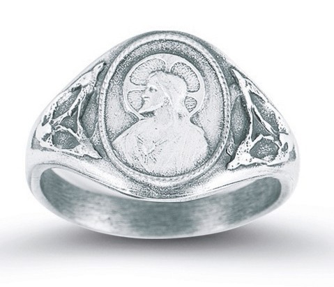 Women's Sacred Heart Scapular Ring Sterling Silver - Sterling Silver
