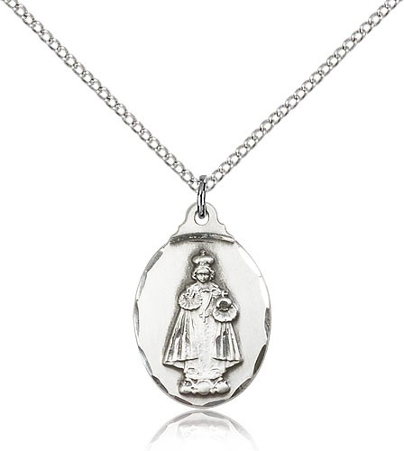 Women's Infant of Prague Pendant - Sterling Silver