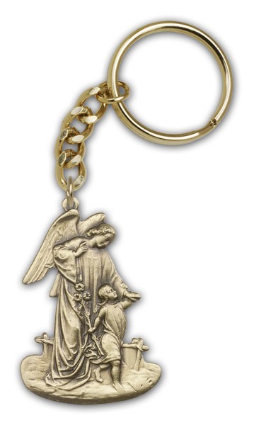 Guardian Angel Keychain - Antique Gold