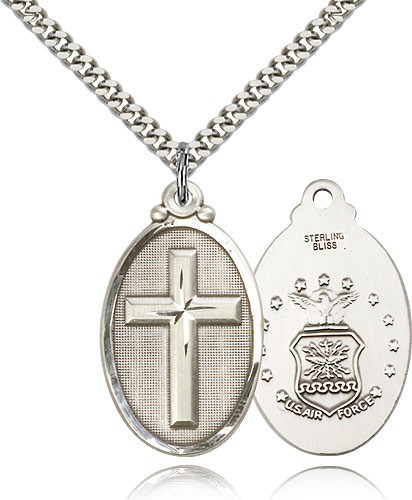 Cross Air Force Pendant - Sterling Silver