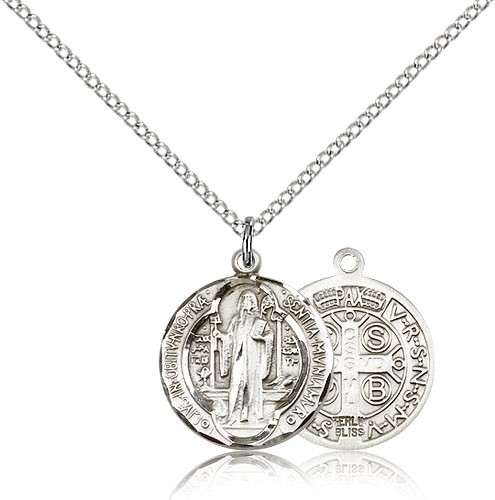 Round St. Benedict Medallion - 3 sizes available - Sterling Silver
