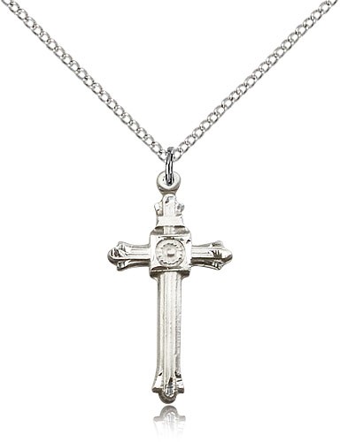 Radial Center Cross Necklace - Sterling Silver