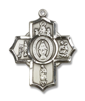 Our Lady Apparitions 5 Way Pendant - Sterling Silver
