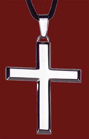 Stainless Steel Cross Pendant - 1 1/4&quot;H - Silver