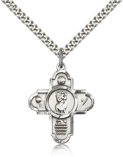 St. Christopher Sports 5-Way Medal - Sterling Silver