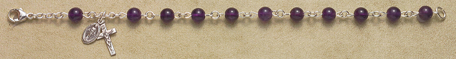 Rosary Bracelet - Sterling Silver with Amethyst Beads - Amethyst