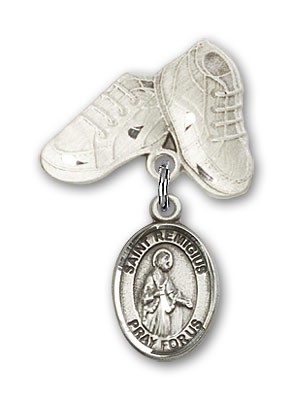 Pin Badge with St. Remigius of Reims Charm and Baby Boots Pin - Silver tone