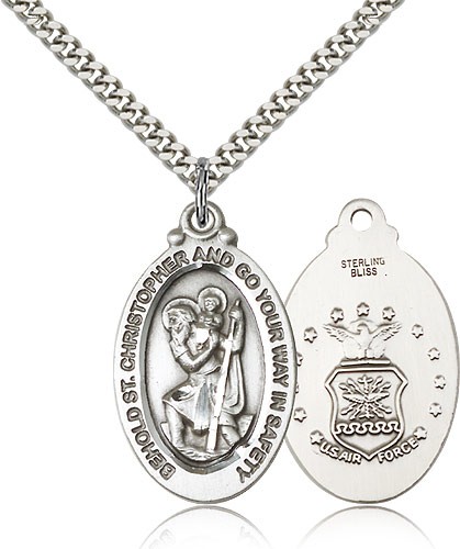 St. Christopher Air Force Medal - Sterling Silver