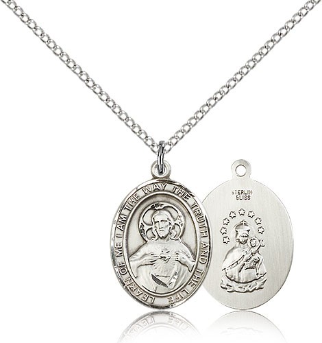 Scapular Sacred Heart Pendant - Sterling Silver