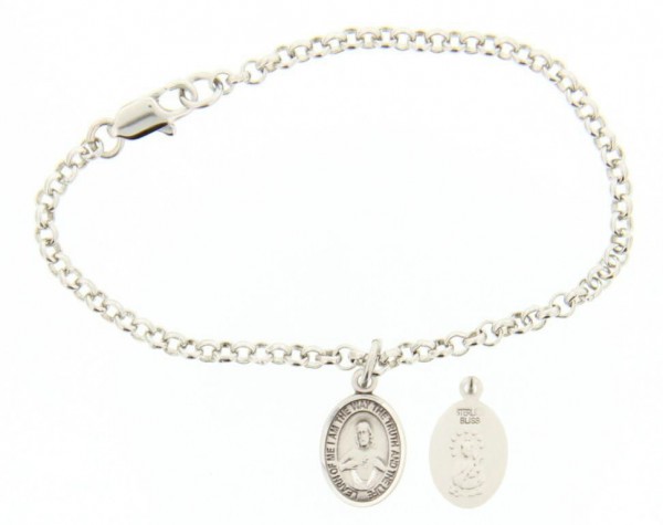 Silver Plated Rolo Bracelet with Scapular Medal - Sterling Silver