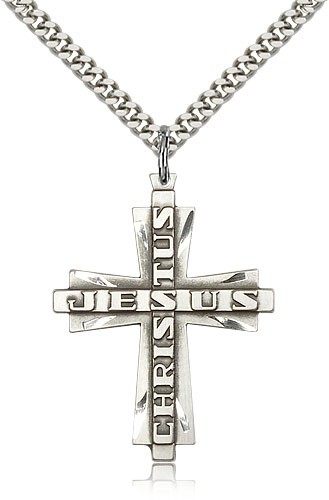 Jesus Christus Cross Pendant - Sterling Silver