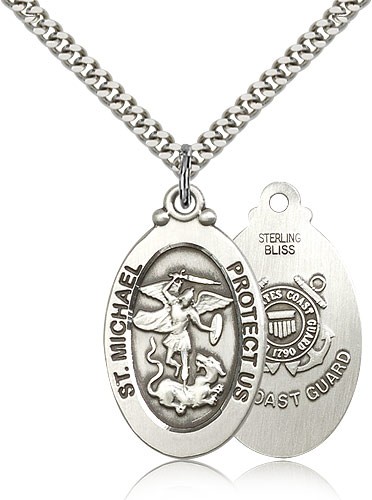 Men's St. Michael Coast Guard Medal - Sterling Silver