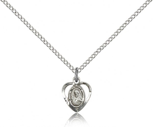 Petite Open-Cut Heart Shaped Scapular Medal - Sterling Silver