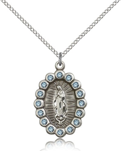 Our Lady of Guadalupe Medal - Silver | Blue