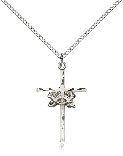 Doves and Cross Medal - Sterling Silver