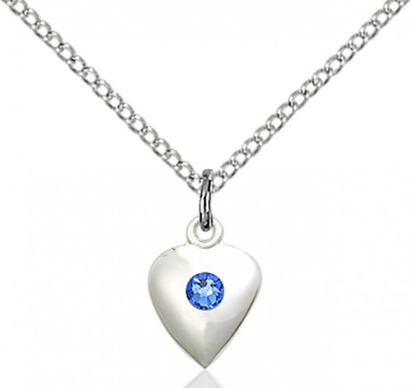 Baby Heart Pendant with Birthstone Options - Sapphire