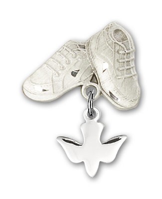 Baby Pin with Holy Spirit Charm and Baby Boots Pin - Silver tone