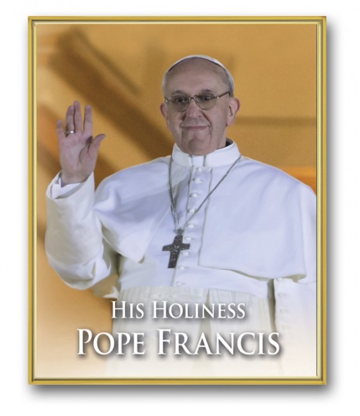 Pope Francis 8x10 Gold Trim Plaque - Full Color