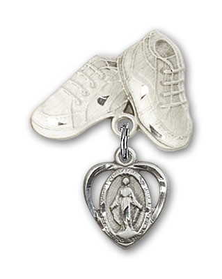 Baby Badge with Miraculous Charm and Baby Boots Pin - Silver tone