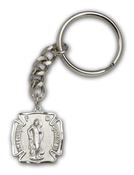 St. Florian Shield Keychain - Antique Silver
