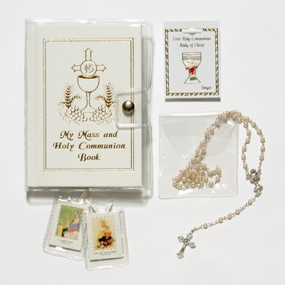 Girl's First Communion Gift Set with Mass Book - White