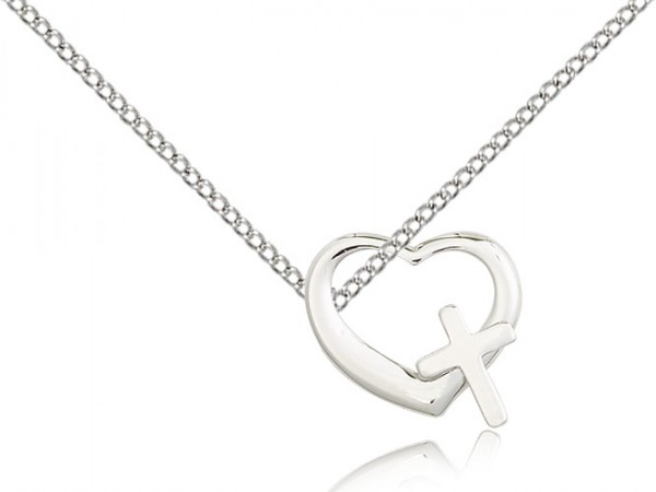 Heart and Cross Pendant - Sterling Silver