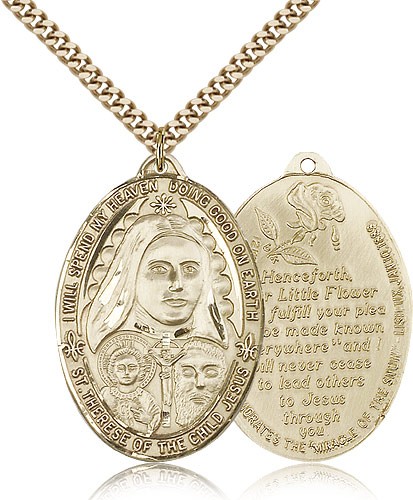 Large St. Therese Pendant - 14KT Gold Filled