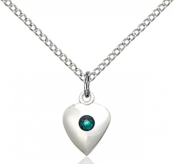 Baby Heart Pendant with Birthstone Options - Emerald Green
