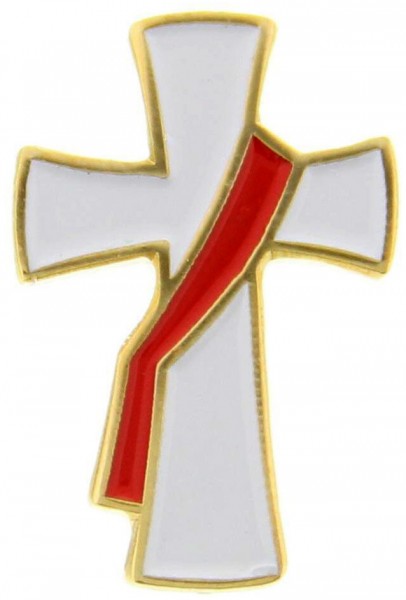 Deacon's Cross Lapel Pin - White | Gold