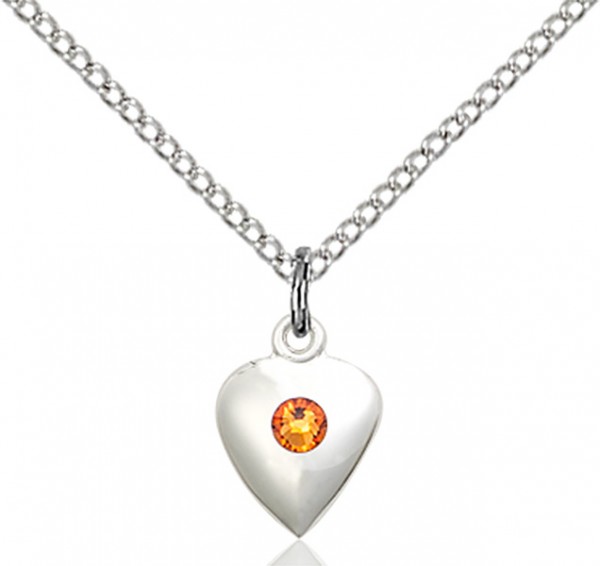 Baby Heart Pendant with Birthstone Options - Topaz