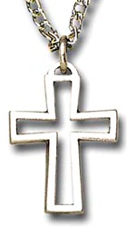 Open Cross Pendant with Chain - Pewter