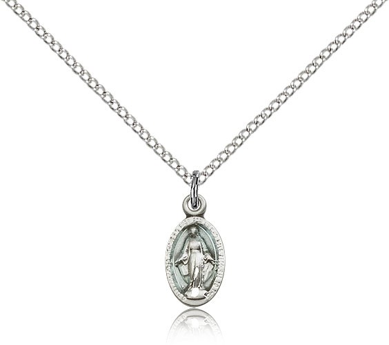 Youth Miraculous Medal Necklace - Silver | Blue