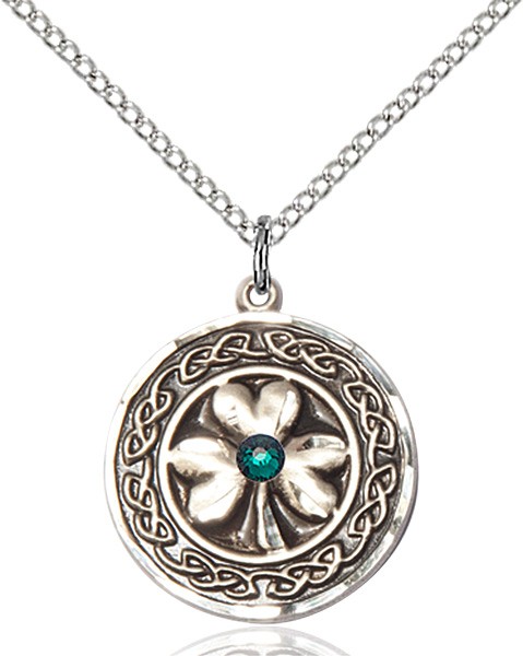 Shamrock Pendant with Birthstone Options - Sterling Silver
