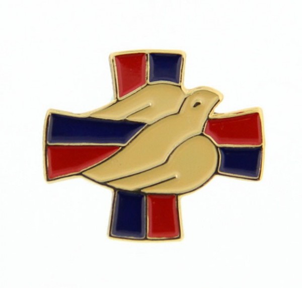 Cross and Dove Confirmation Lapel Pin - Multi-Color