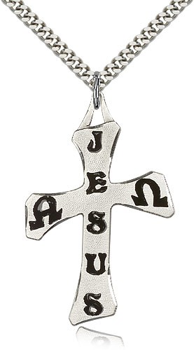 Large JESUS Cross Pendant - Sterling Silver
