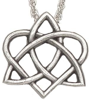 Celtic Trinity Heart Pendant - 1&quot; H - Antique Silver