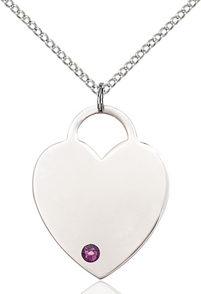 Large Women's Heart Pendant with Birthstone Options - Amethyst