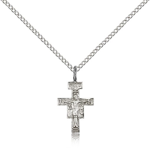 Women's Small San Damiano Crucifix Pendant - Sterling Silver