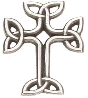Celtic Knot Cross Lapel Pin - 1&quot; H - Antique Silver
