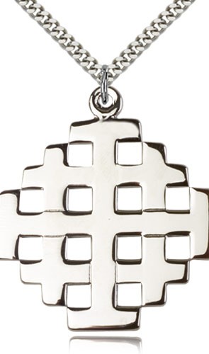 Men's Large Jerusalem Cross Pendant - Sterling Silver
